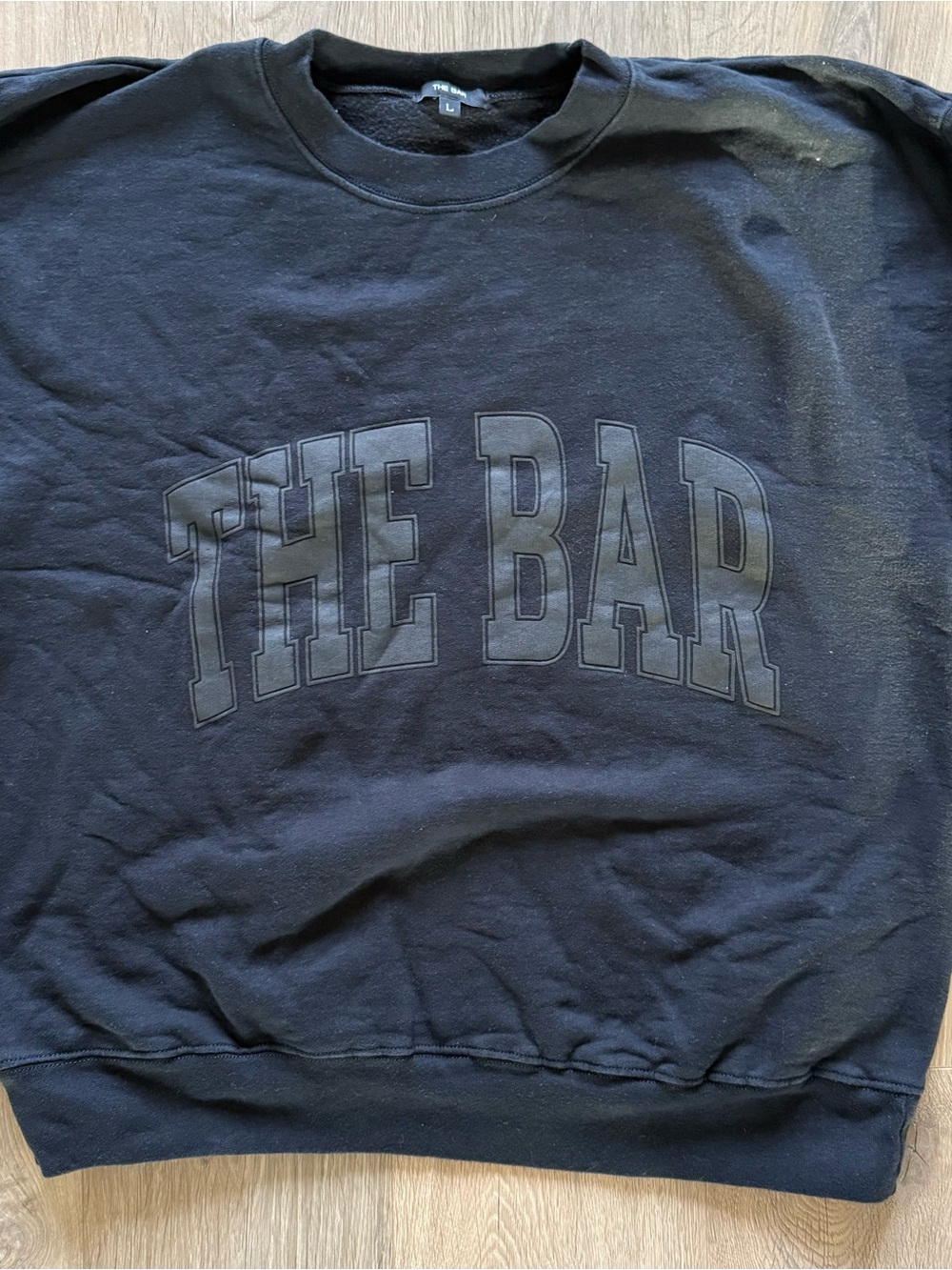 The Bar Black Crewneck Sweatshirt with Raised Logo